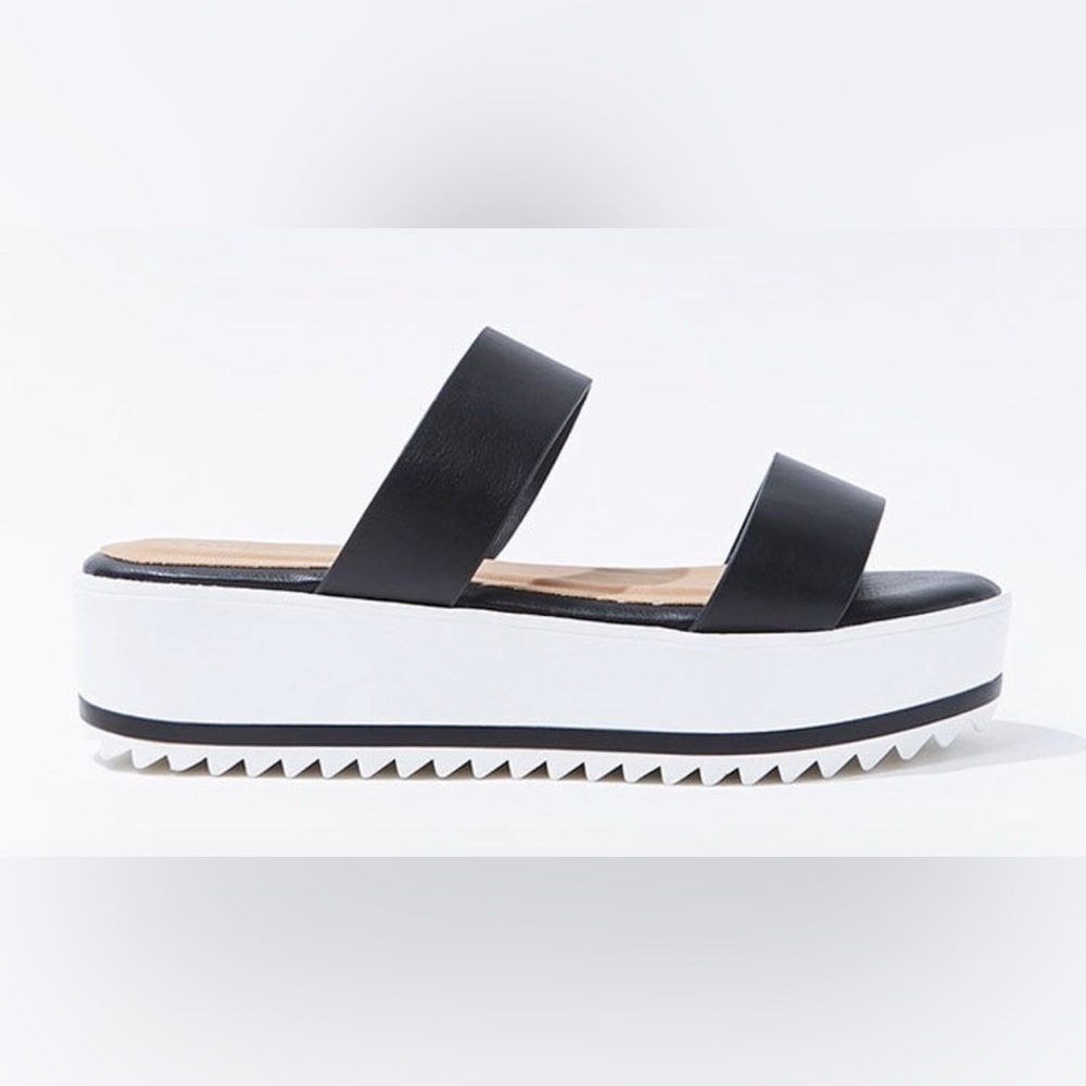 Faux leather flatform sandals
